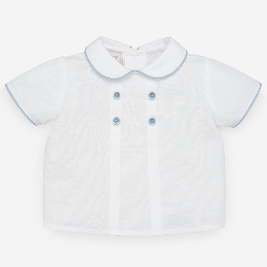 Paz Rodríguez Acuario Blue Cloud Newborn Set — Woven Blouse & Short