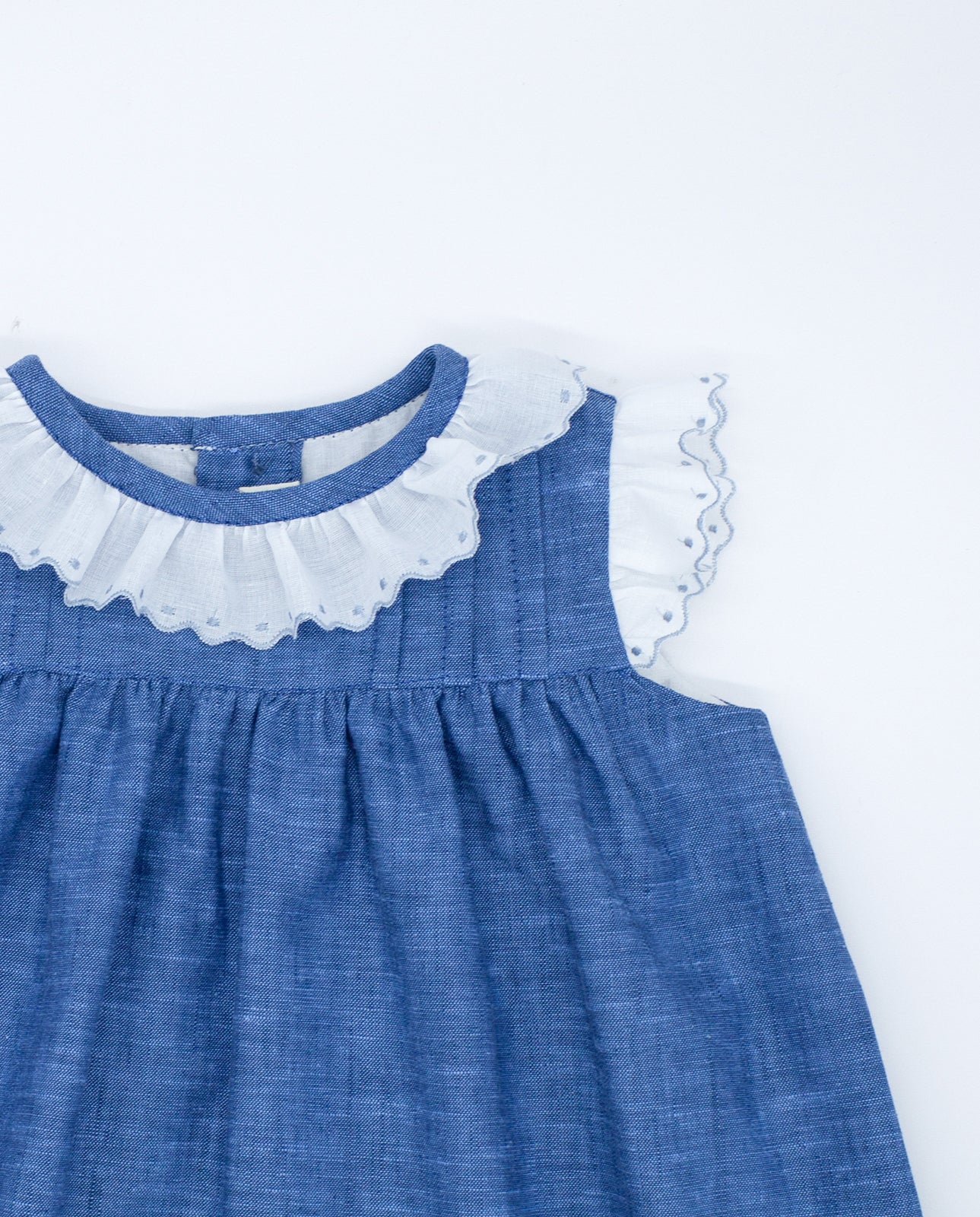 Fina Ejerique | Blue Chambray Ruffle Dress