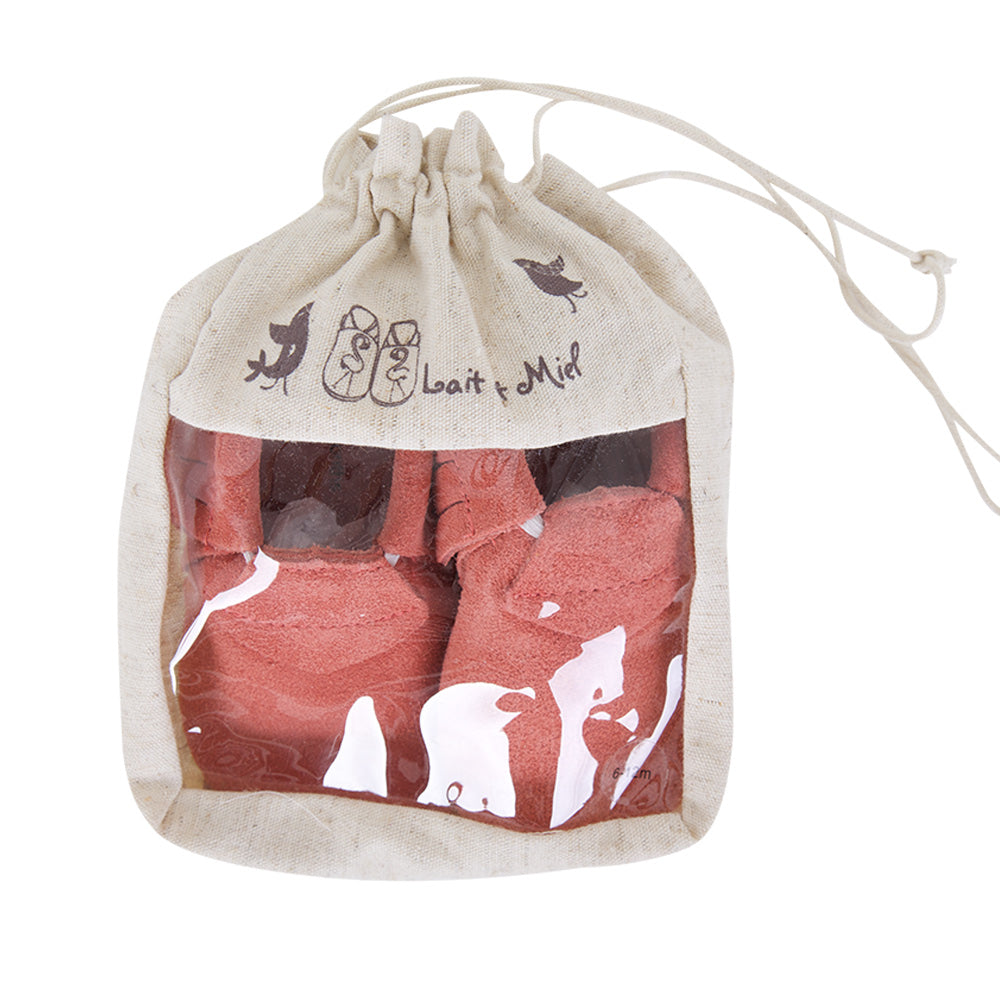 Soft Baby Moccasins - Coral Suede | Lait et Miel