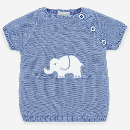 PAZ Blue Elephant Knit Set – Baby Boy 2-Piece Outfit