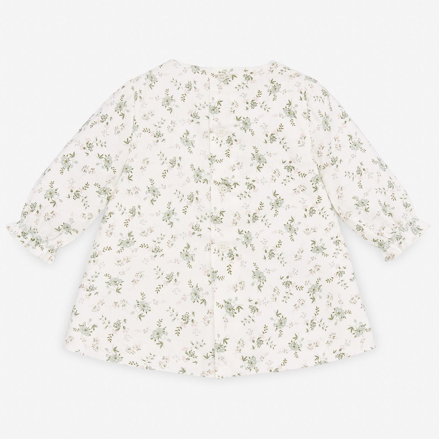 Paz Rodriguez Ivory Floral Ruffle Dress – Ditsy Print & Bow Detail