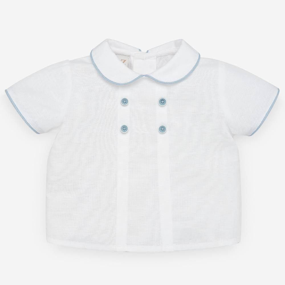 Paz Rodríguez Acuario Blue Cloud Newborn Set — Woven Blouse & Short