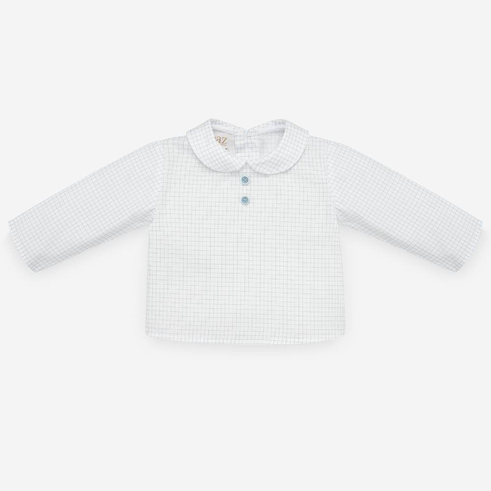 Blue Cloud Baby Boy Set — Blouse & Short Dungarees | Paz Rodríguez