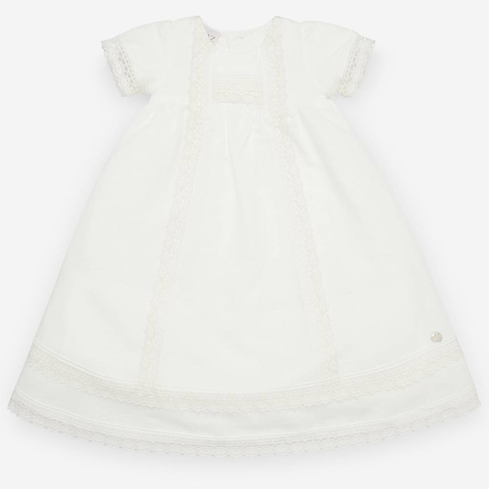 Luxury Christening Dress & Bonnet Set - White Lace