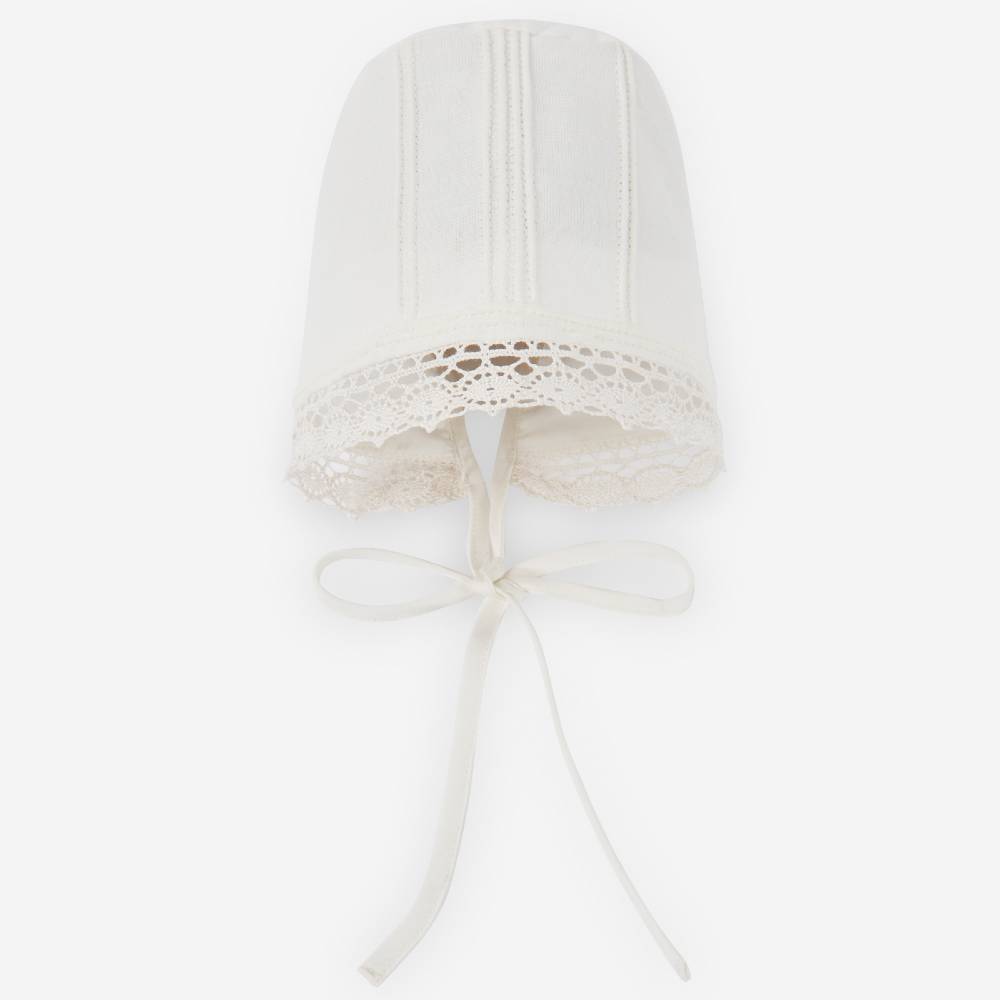 Luxury Christening Dress & Bonnet Set - White Lace