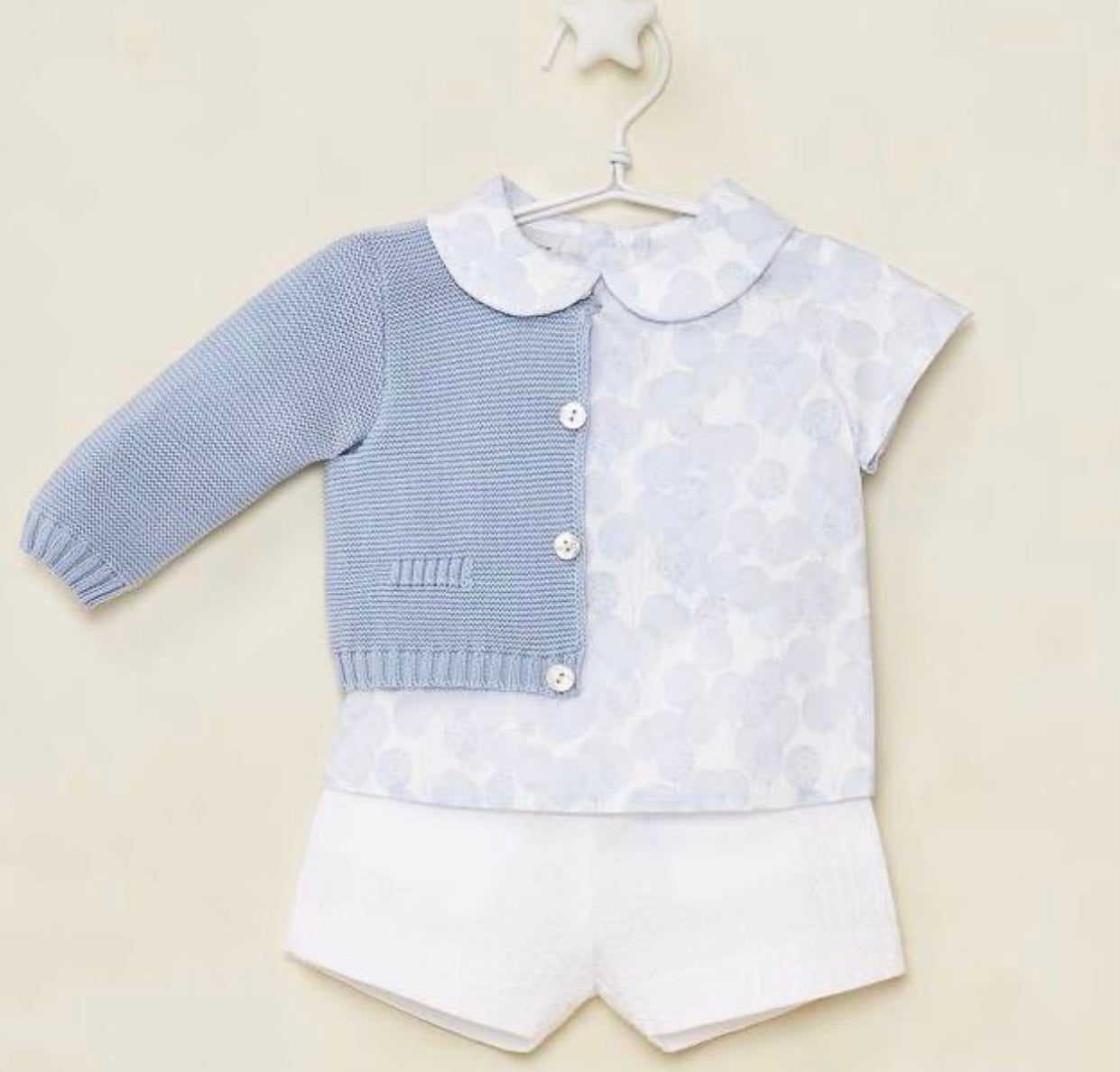 Boys Blue Balloon Print Shirt & Shorts Set