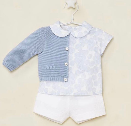 Boys Blue Balloon Print Shirt & Shorts Set