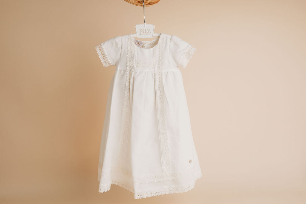 Luxury Christening Dress & Bonnet Set - White Lace