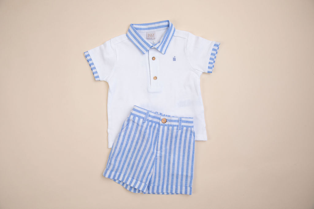 Boys Summer Polo & Striped Shorts Set - Menorca