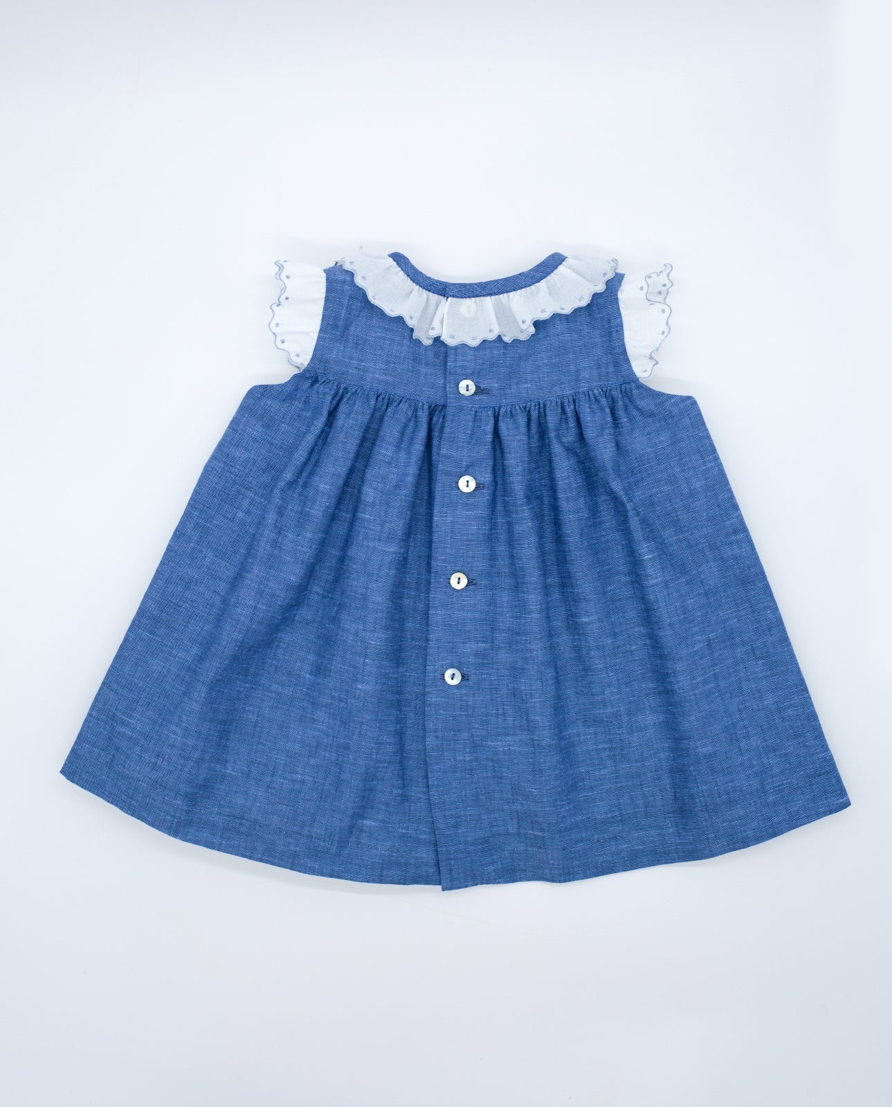 Fina Ejerique | Blue Chambray Ruffle Dress