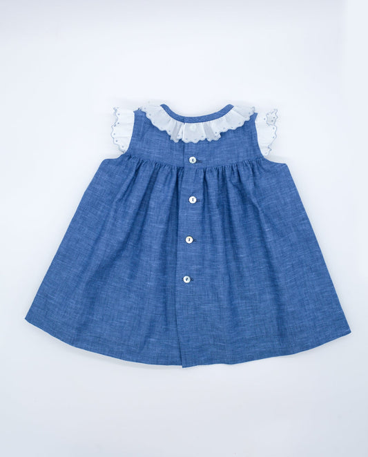 Fina Ejerique | Blue Chambray Ruffle Dress