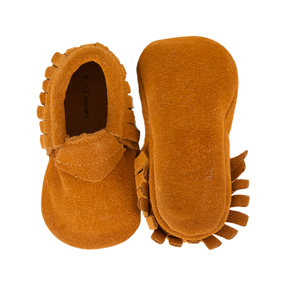 Soft Baby Moccasins - Camel Suede | Lait et Miel