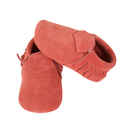 Soft Baby Moccasins - Coral Suede | Lait et Miel