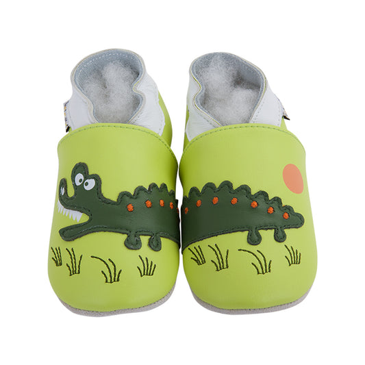 Soft Baby Moccasins - Crocodile Savane Print | Lait et Miel