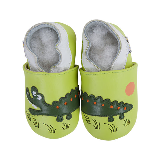 Soft Baby Moccasins - Crocodile Savane Print | Lait et Miel