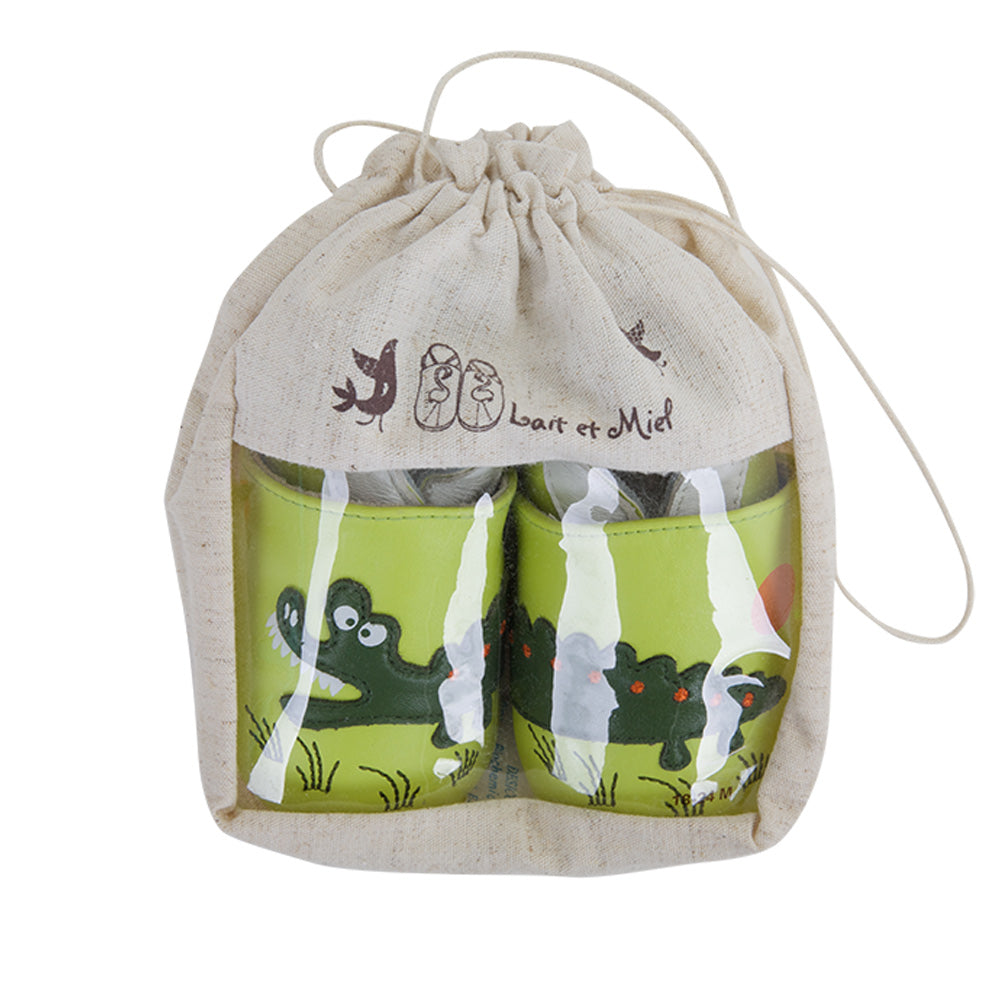 Soft Baby Moccasins - Crocodile Savane Print | Lait et Miel