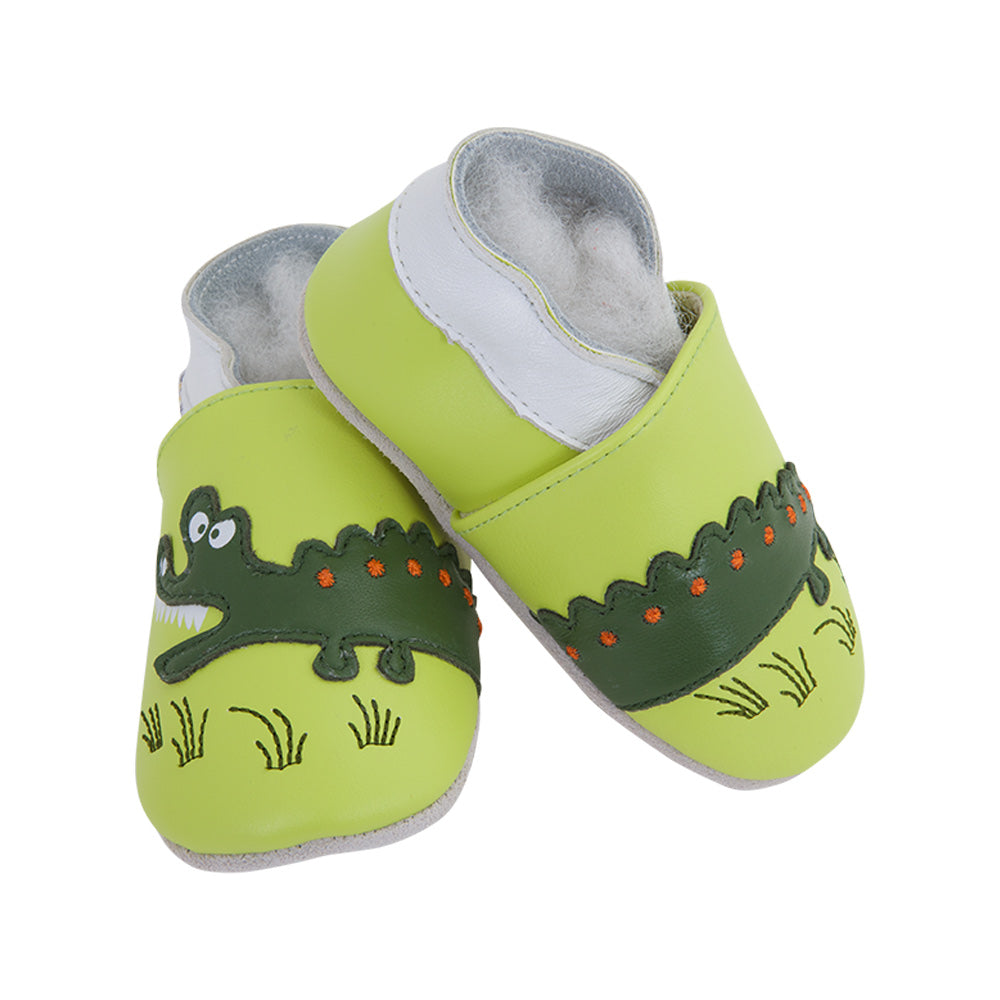 Soft Baby Moccasins - Crocodile Savane Print | Lait et Miel
