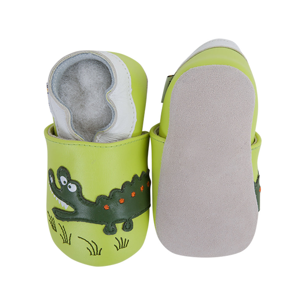 Soft Baby Moccasins - Crocodile Savane Print | Lait et Miel