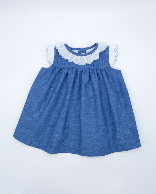 Fina Ejerique | Blue Chambray Ruffle Dress
