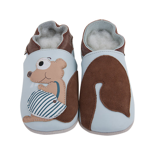 Soft Baby Moccasins - Squirrel Print | Lait et Miel