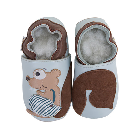 Soft Baby Moccasins - Squirrel Print | Lait et Miel