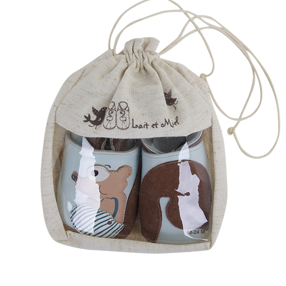 Soft Baby Moccasins - Squirrel Print | Lait et Miel
