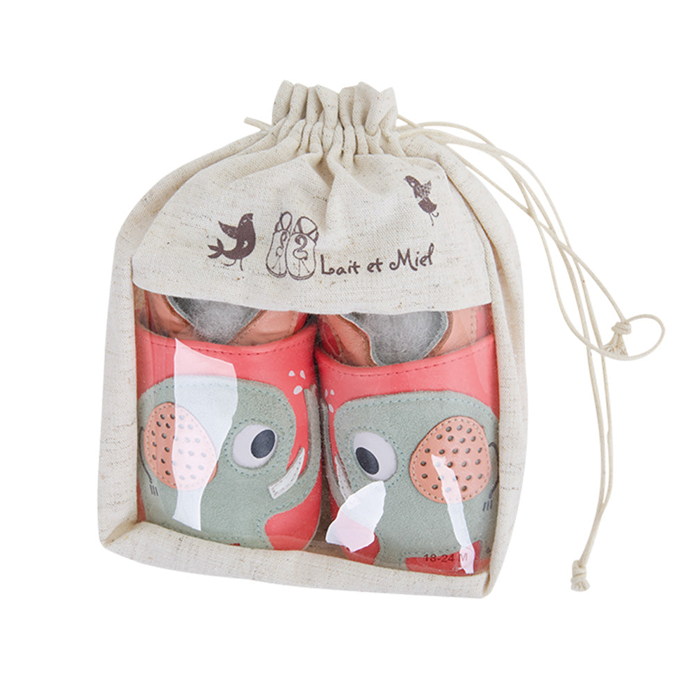 Soft Baby Moccasins - Elephant Print | Lait et Miel