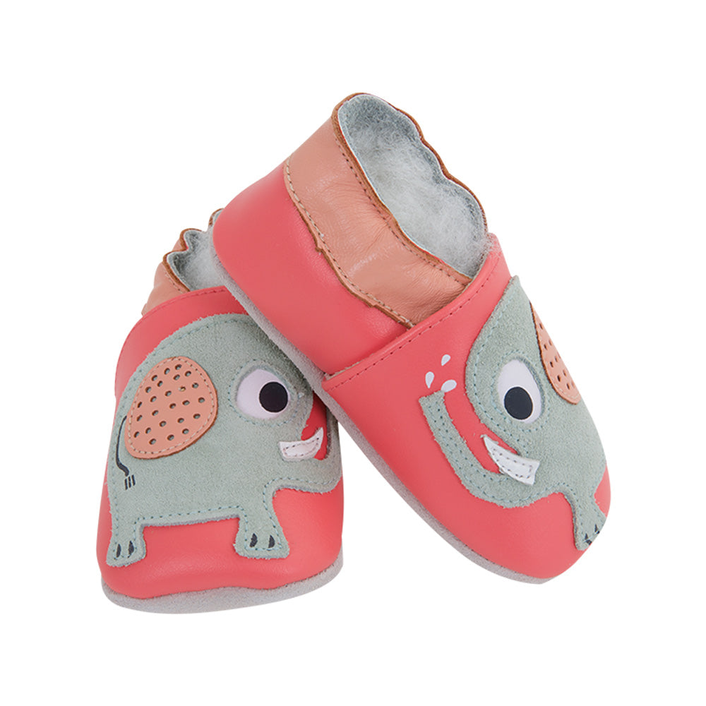 Soft Baby Moccasins - Elephant Print | Lait et Miel