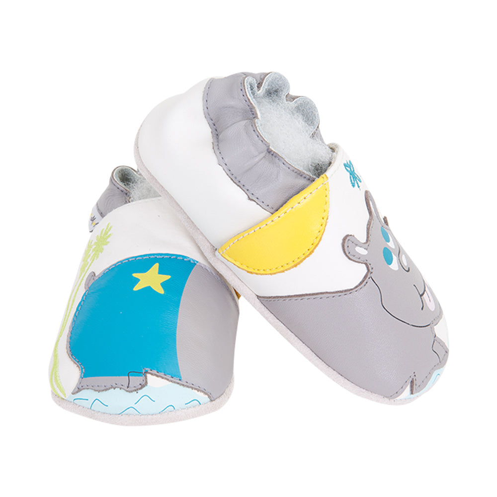 Soft Baby Moccasins - Hippo Print | Lait et Miel
