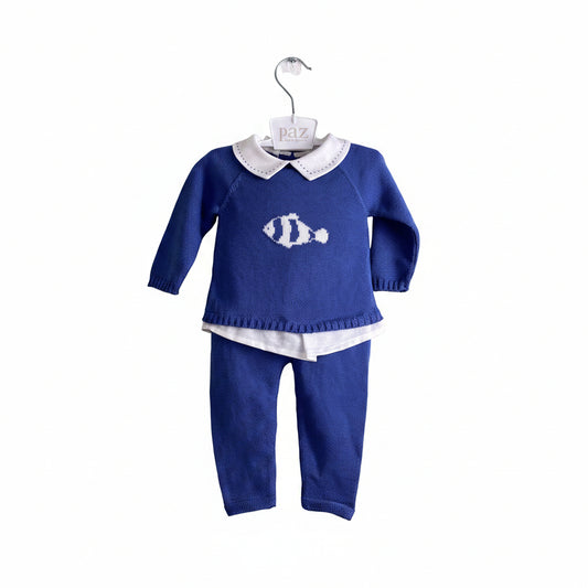 Paz Rodriguez Nemo Knit 2-Piece Set — Navy Blue