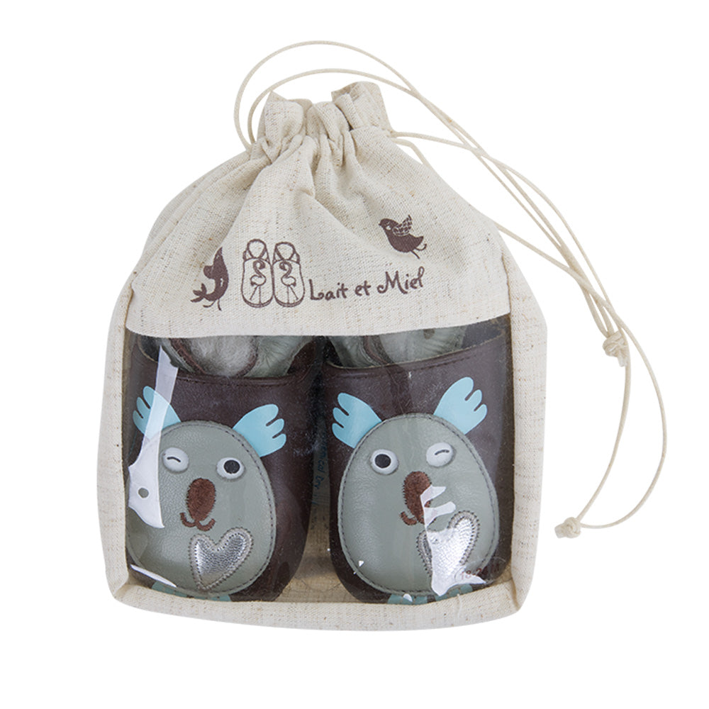 Soft Baby Moccasins - Koala Print | Lait et Miel