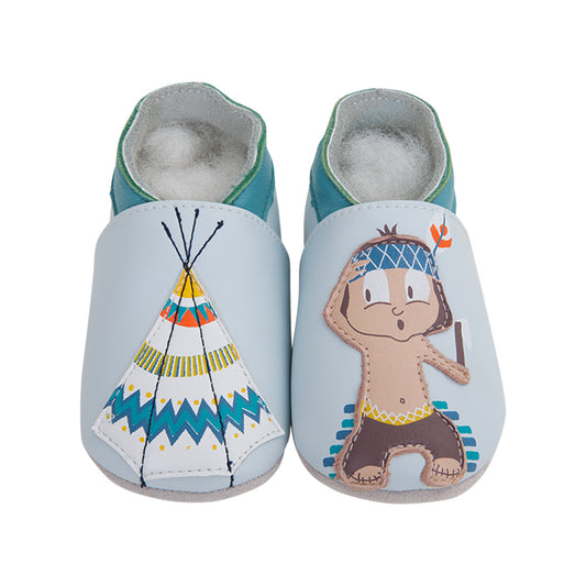 Soft Baby Moccasins - Indian Tipi Print | Lait et Miel