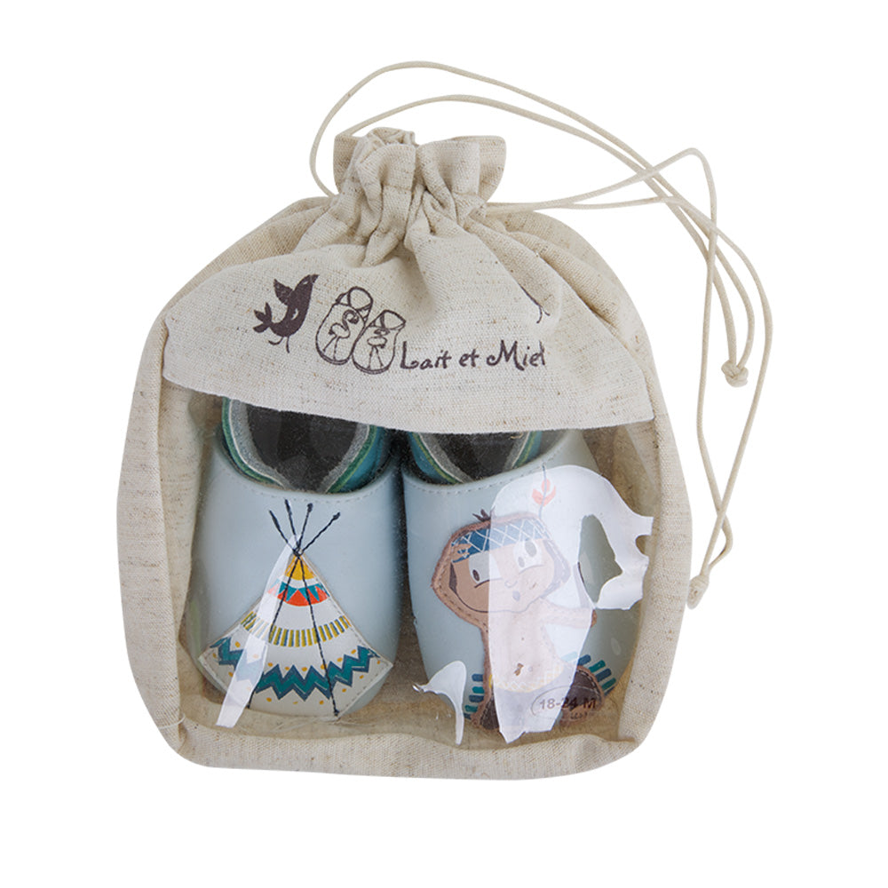 Soft Baby Moccasins - Indian Tipi Print | Lait et Miel