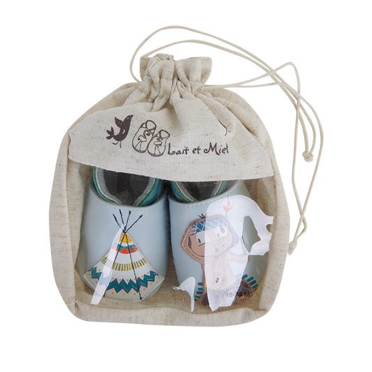 Soft Baby Moccasins - Indian Tipi Print | Lait et Miel