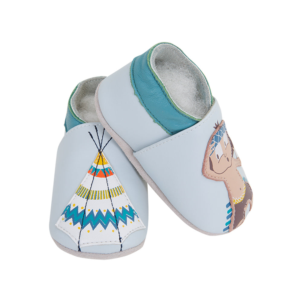 Soft Baby Moccasins - Indian Tipi Print | Lait et Miel
