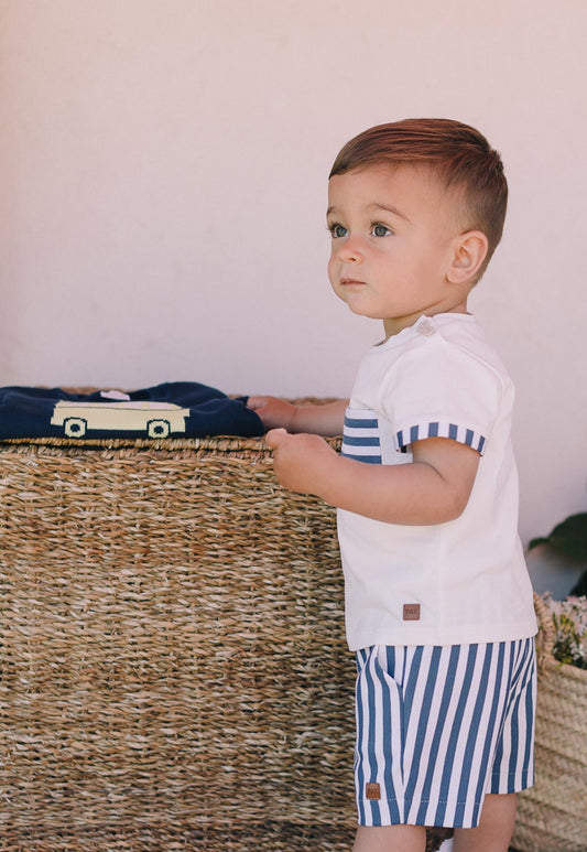 Boys Marino Summer Outfit Set with Hat - Navy