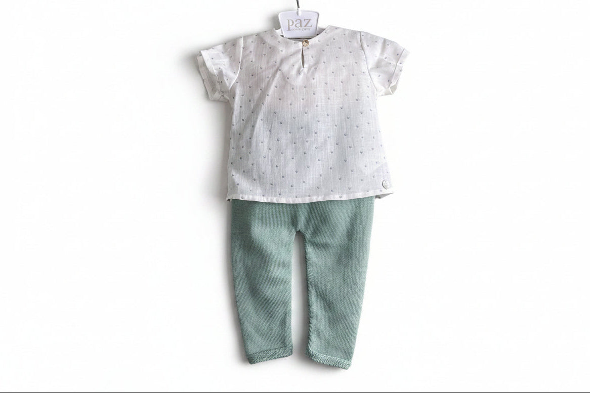 My Little Boy Newborn Set — Woven Shirt & Knit Leggings