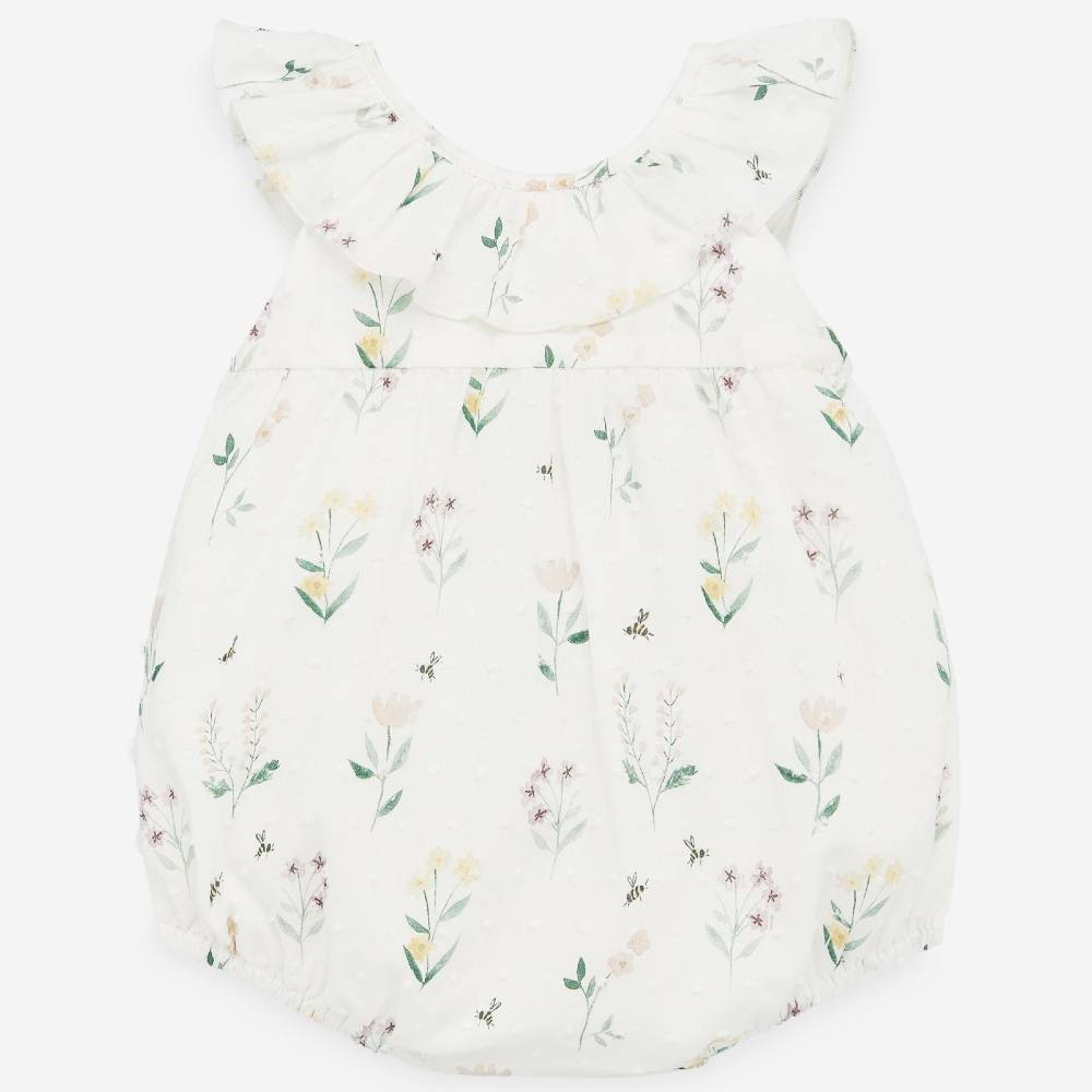 Paz Rodriguez Provenza Floral Romper — Baby Girl | Cream