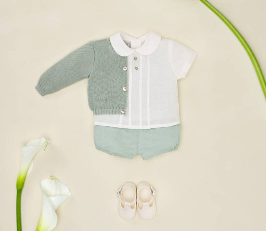Boys Soft Green Shirt & Shorts Set - Savia